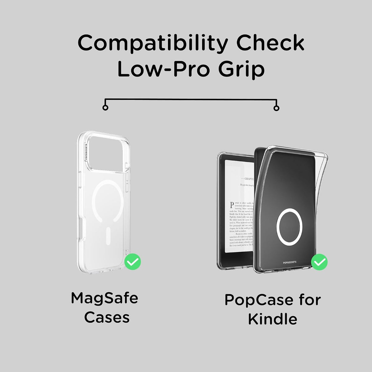 PopSockets Low-Pro Grip for MagSafe, Thin Profile- Black