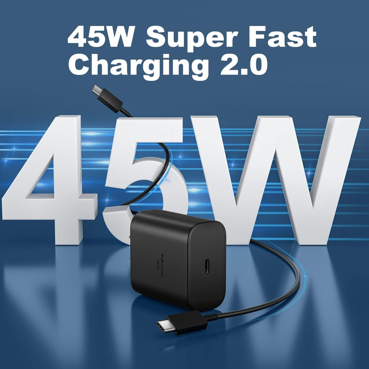 Type C Charger Fast Charging, 45W USB-C Super Fast Type C Wall Charger for Samsung Galaxy S26 S25 S24 S23 Ultra/S26 S25 S24 S23 S22 S21S20/Note 10/20, PPS Android Charger Block with 8FT Cable-Black