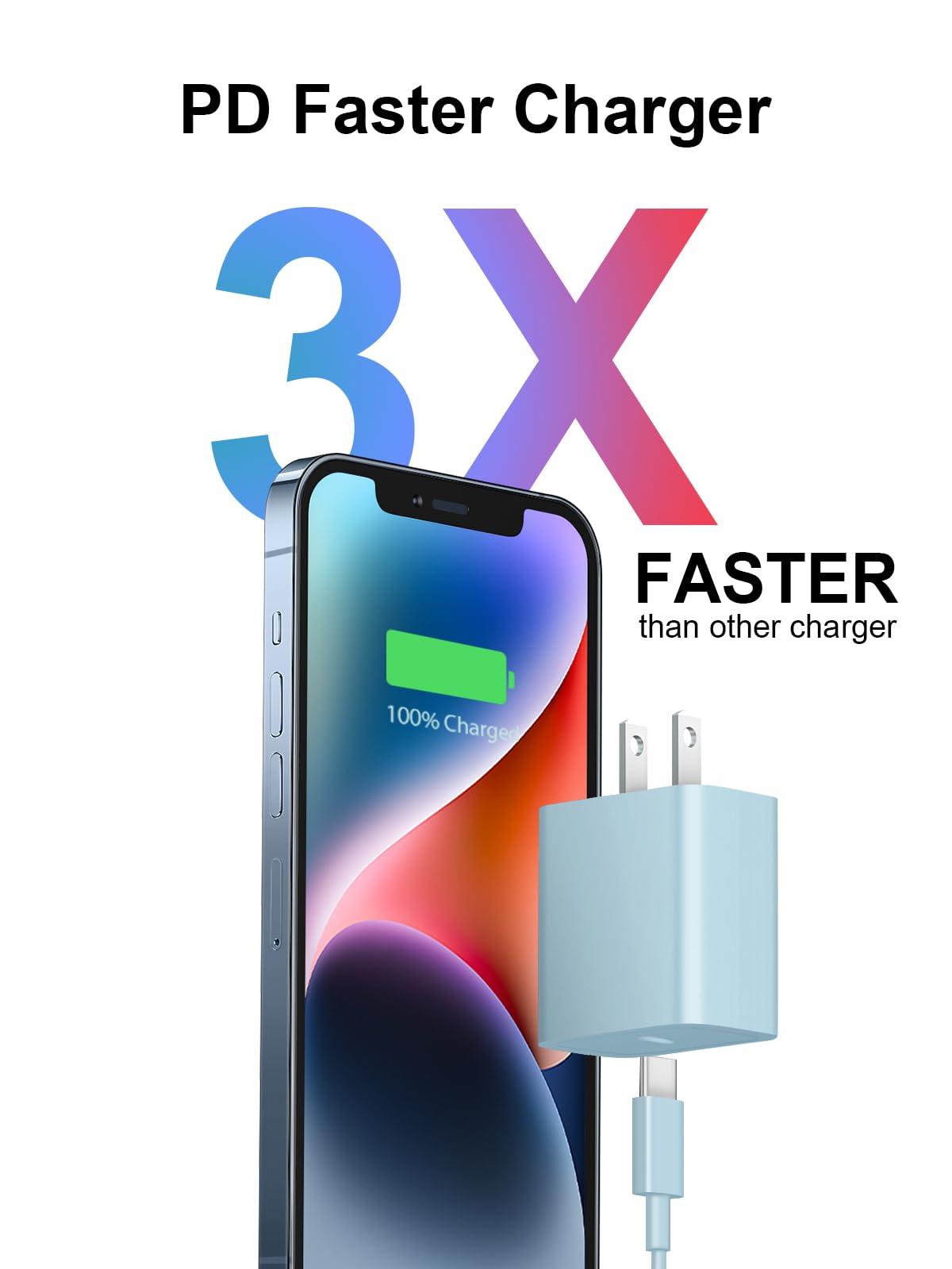 iPhone 14 13 12 11 Super Fast Charger [2Pack] cargador 20W Rapid USB C Wall Charger Block with 6FT Fast Charging Cable Compatible with iPhone 14/13/12/11/Pro/Pro Max/Mini/Xs Max/XR/X, iPad - Black