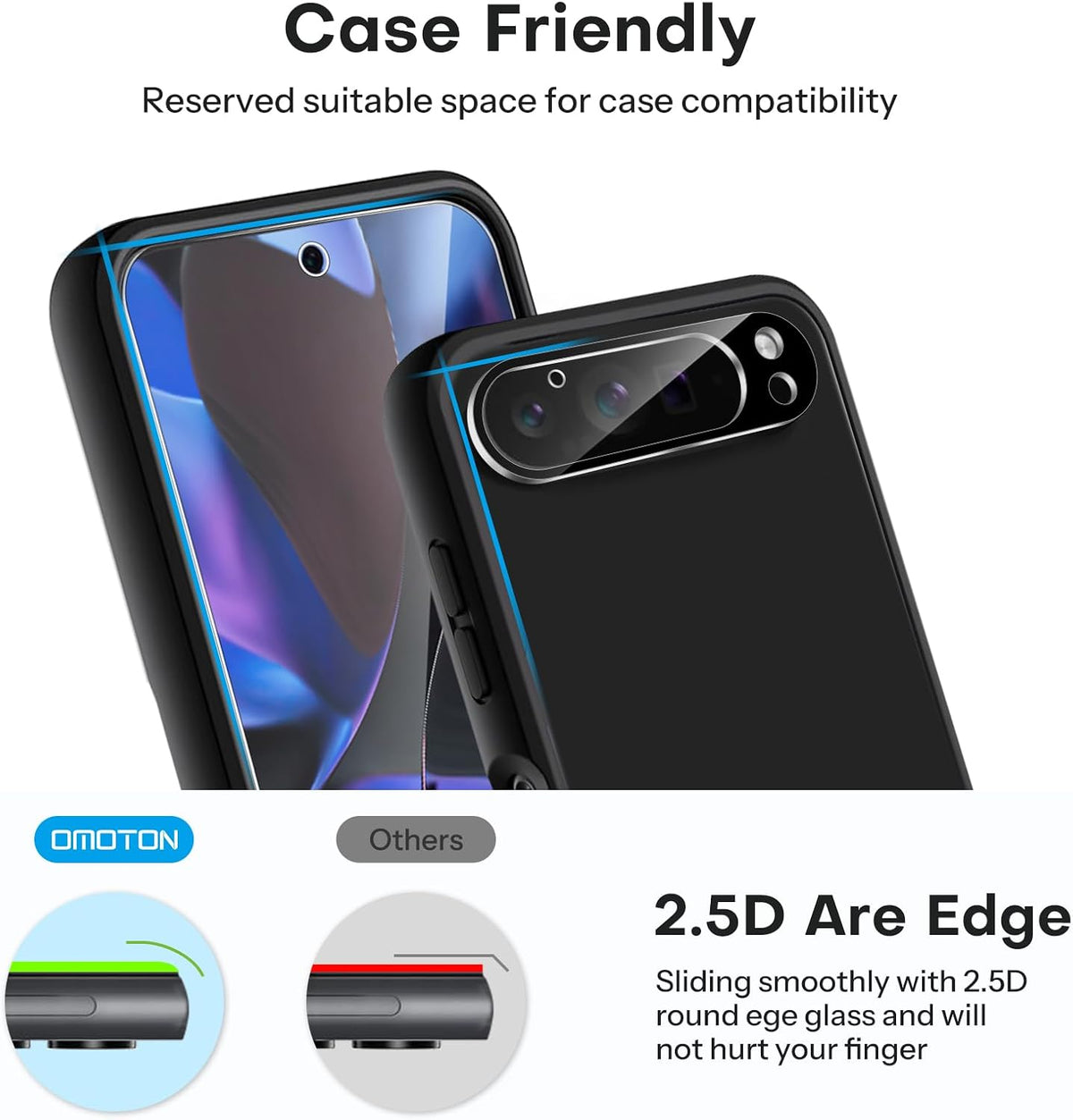 OMOTON 3+2 Pack for Google Pixel 11 Screen Protector 6.3-inch