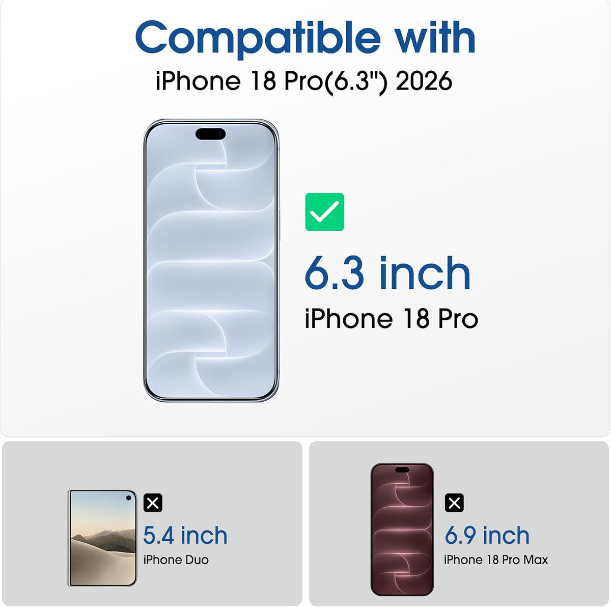 amFilm OneTouch for iPhone 18 Pro 6.3'' Screen Protector Tempered Glass