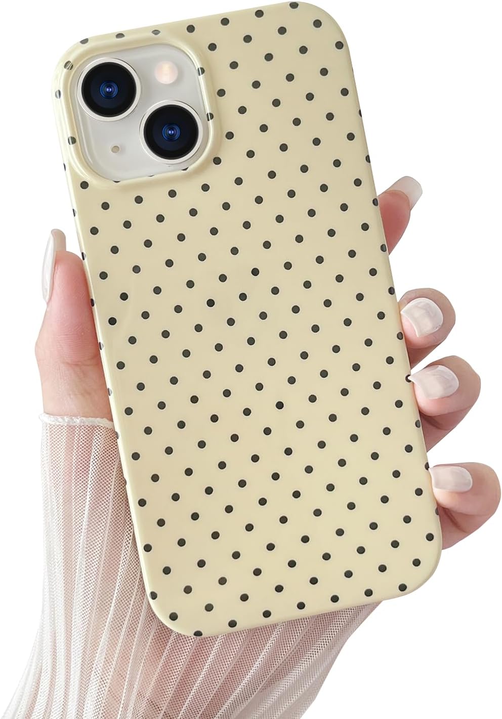 Yeddabox for iPhone 15 Case Cute Polka Dot Phone Case Soft TPU Slim Shockproof Phone Cover for Women Girls, Blue