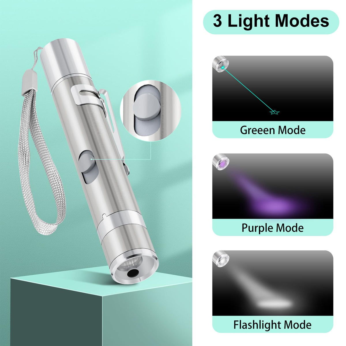 TBTeek Cat Toys, Rechargeable, 3 Light Modes & 5 Fun Patterns