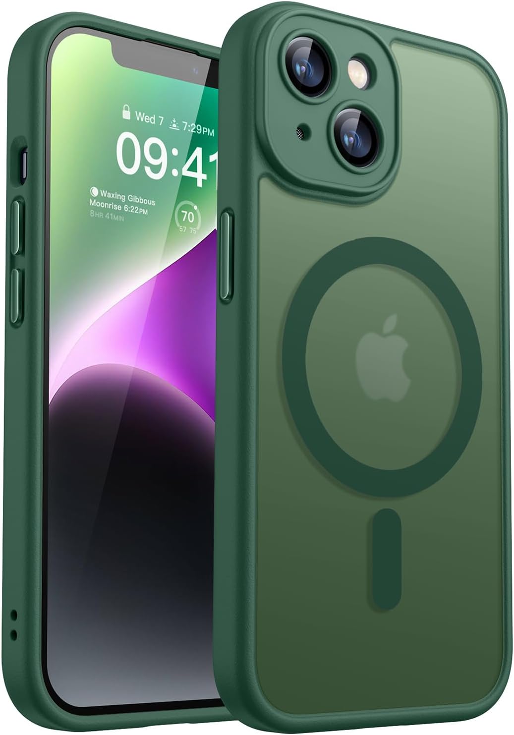 CANSHN Magnetic Shockproof for iPhone 16 Plus Case, Deep Green