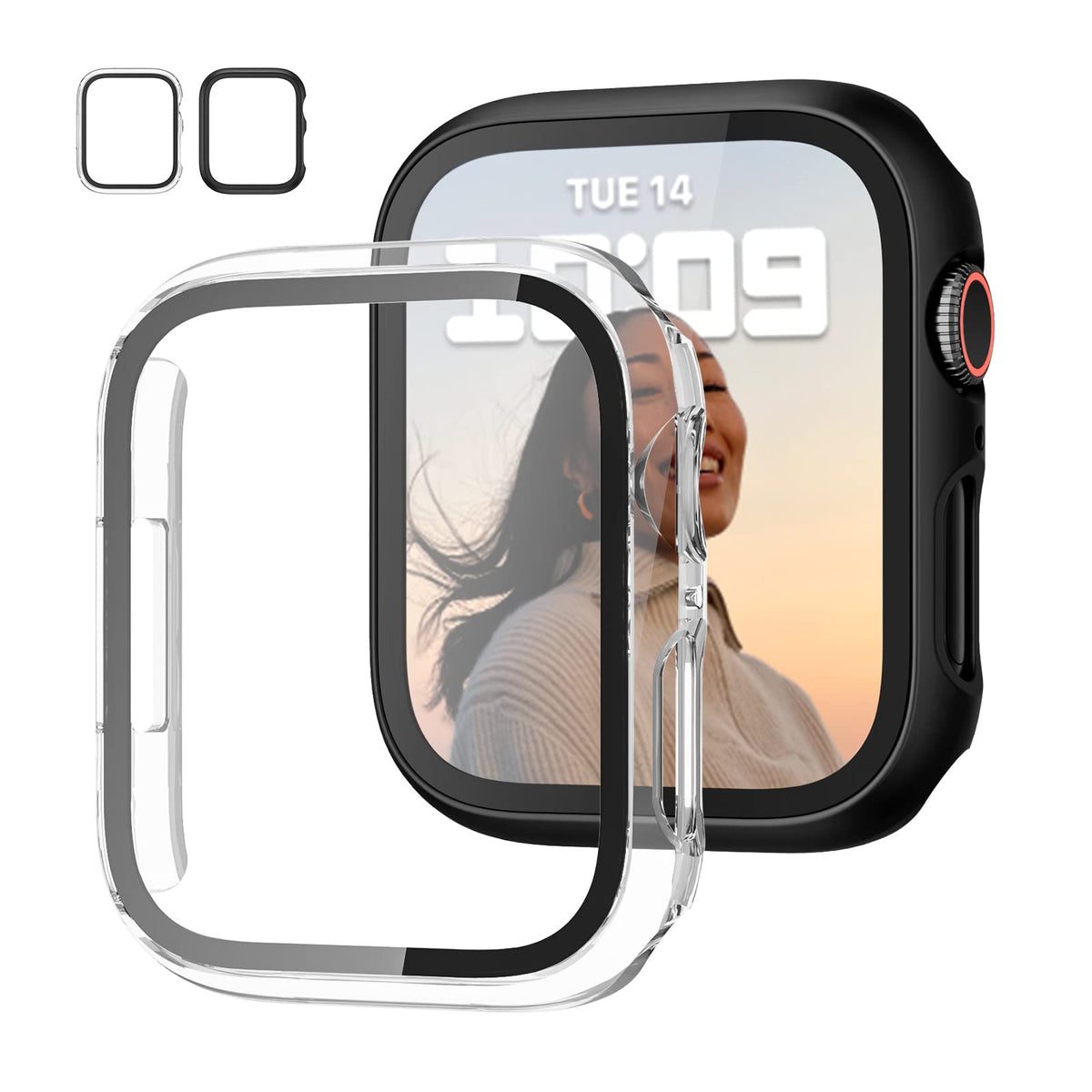 JZK Screen Protector Case for Apple Watch Series 11/10 42mm,Carbon Fibre