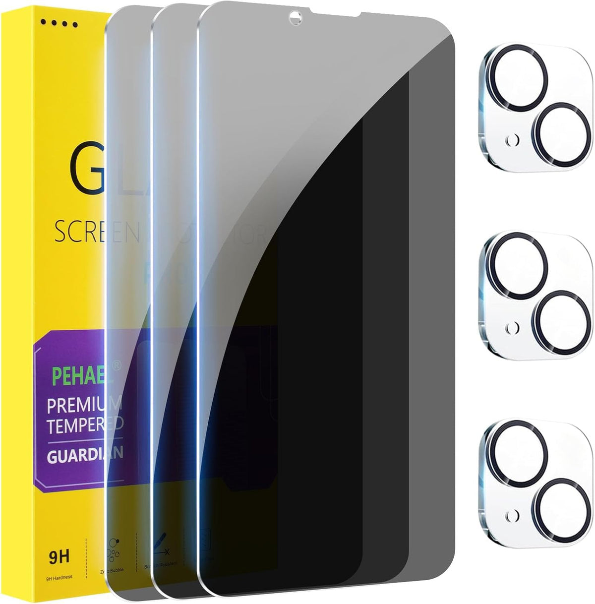 PEHAEL for iPhone 18 Pro Privacy Screen Protector+Camera Lens Protector