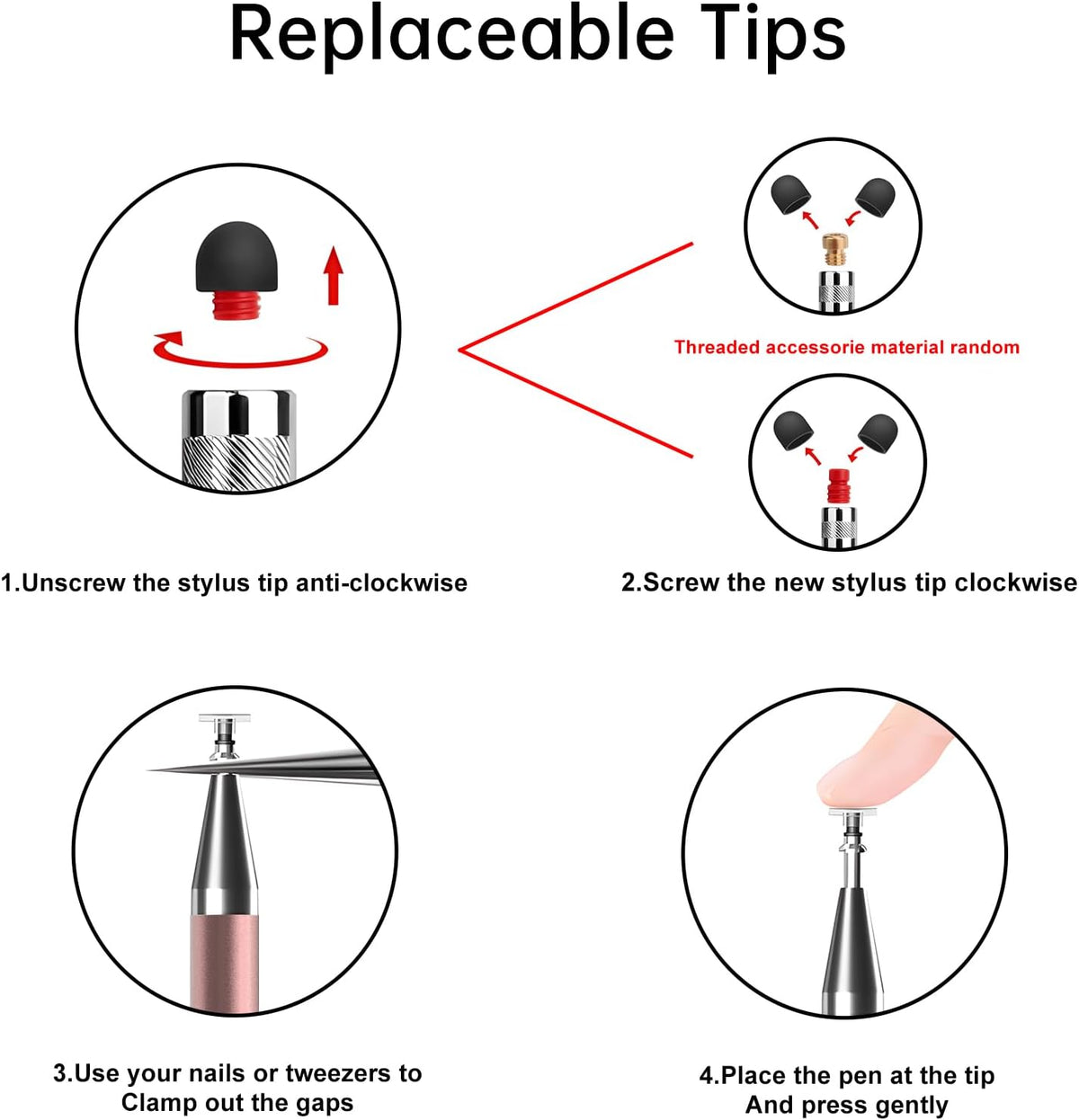 Bopomofo Stylus(5 Pcs),2-in-1 Stylus Pen for Touchscreen,Capacitive Stylus