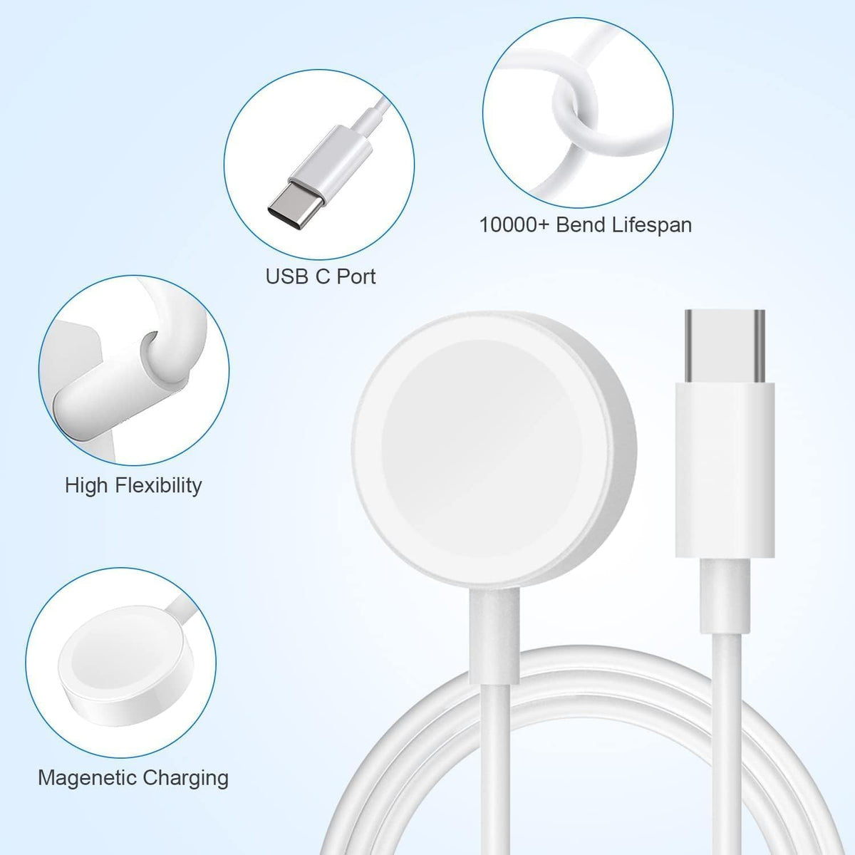 Fast Charger for Apple Watch Charger, USB C iPhone Watch Charger Plug Adapter & Long 6.6FT iWatch Portable Wireless Fast Charging Cable Cord Compatible with Apple Watch Series 10/9/8/7/SE/6/5/4/3/2/1