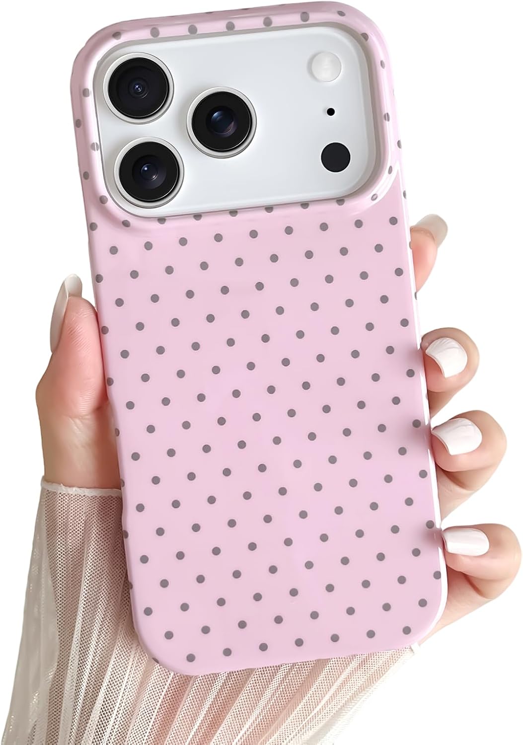 Yeddabox for iPhone 15 Case Cute Polka Dot Phone Case Soft TPU Slim Shockproof Phone Cover for Women Girls, Blue