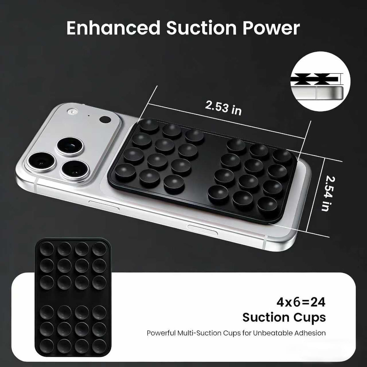 Upgraded Double Sided Silicone Suction Phone Case Detachable Mount, White