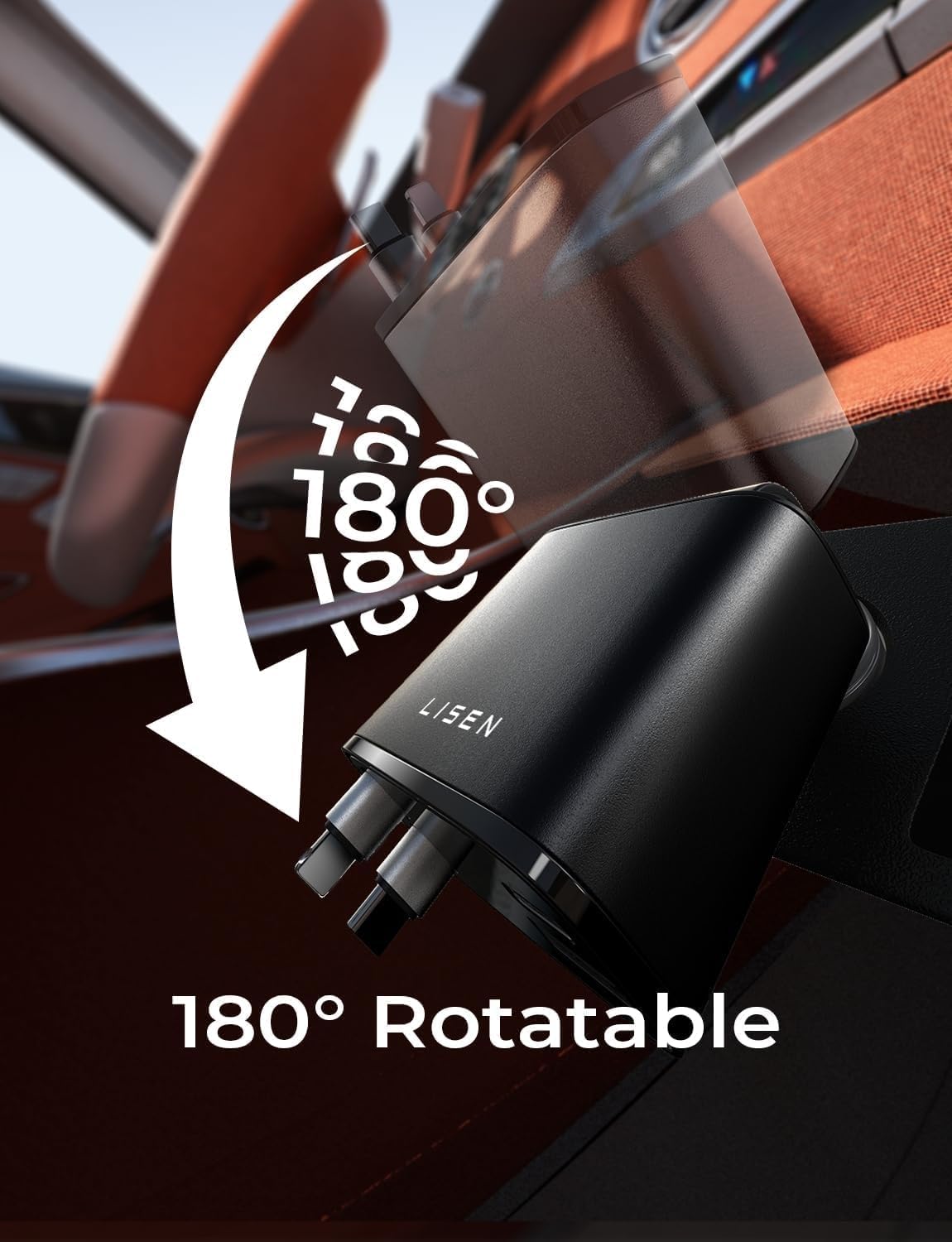 LISEN Retractable Car Charger, 84W Car Adapter USB C Fast Charger, 2 Pack