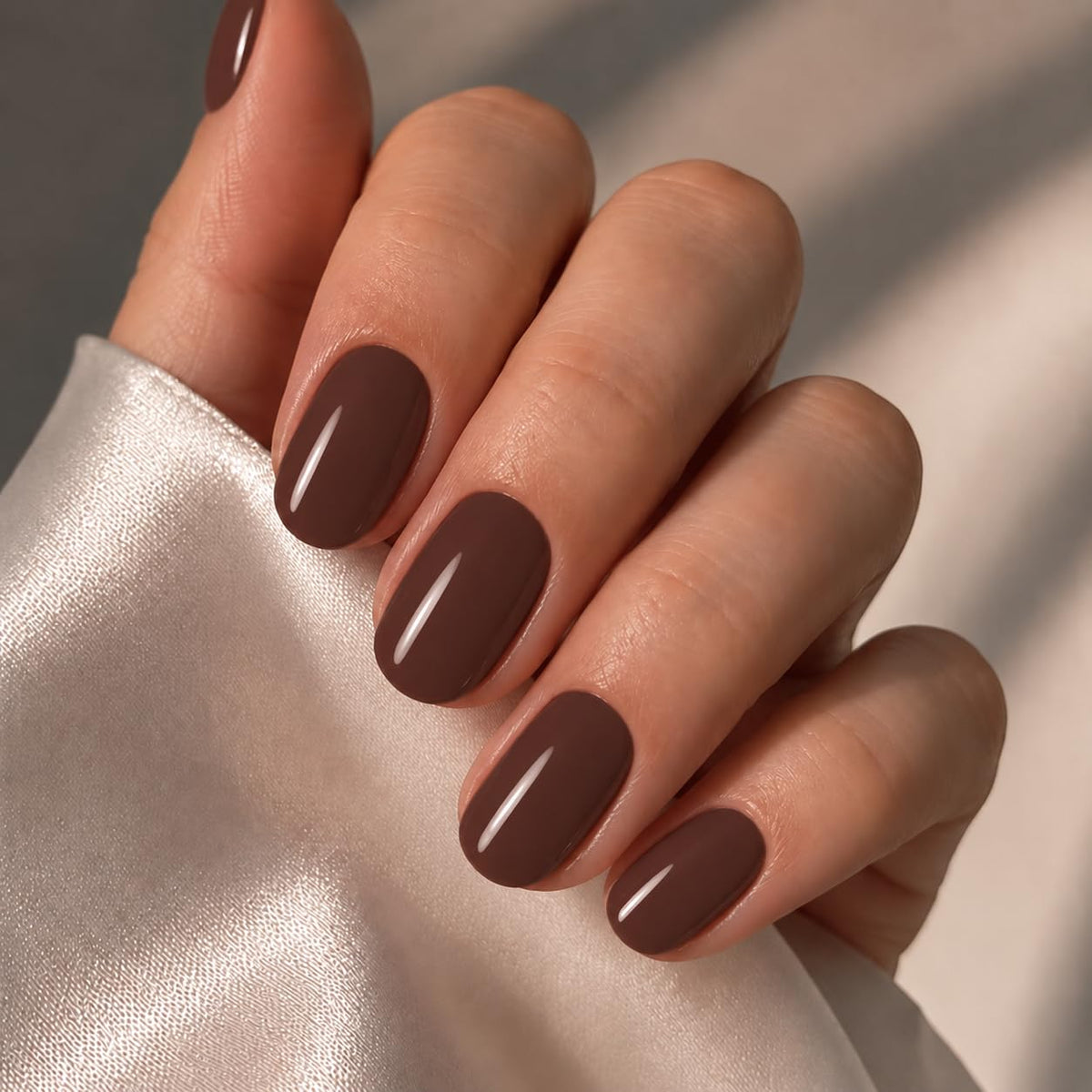 Modelones Black Press on Nails Short, Halloween Oval Fall Fake Nails
