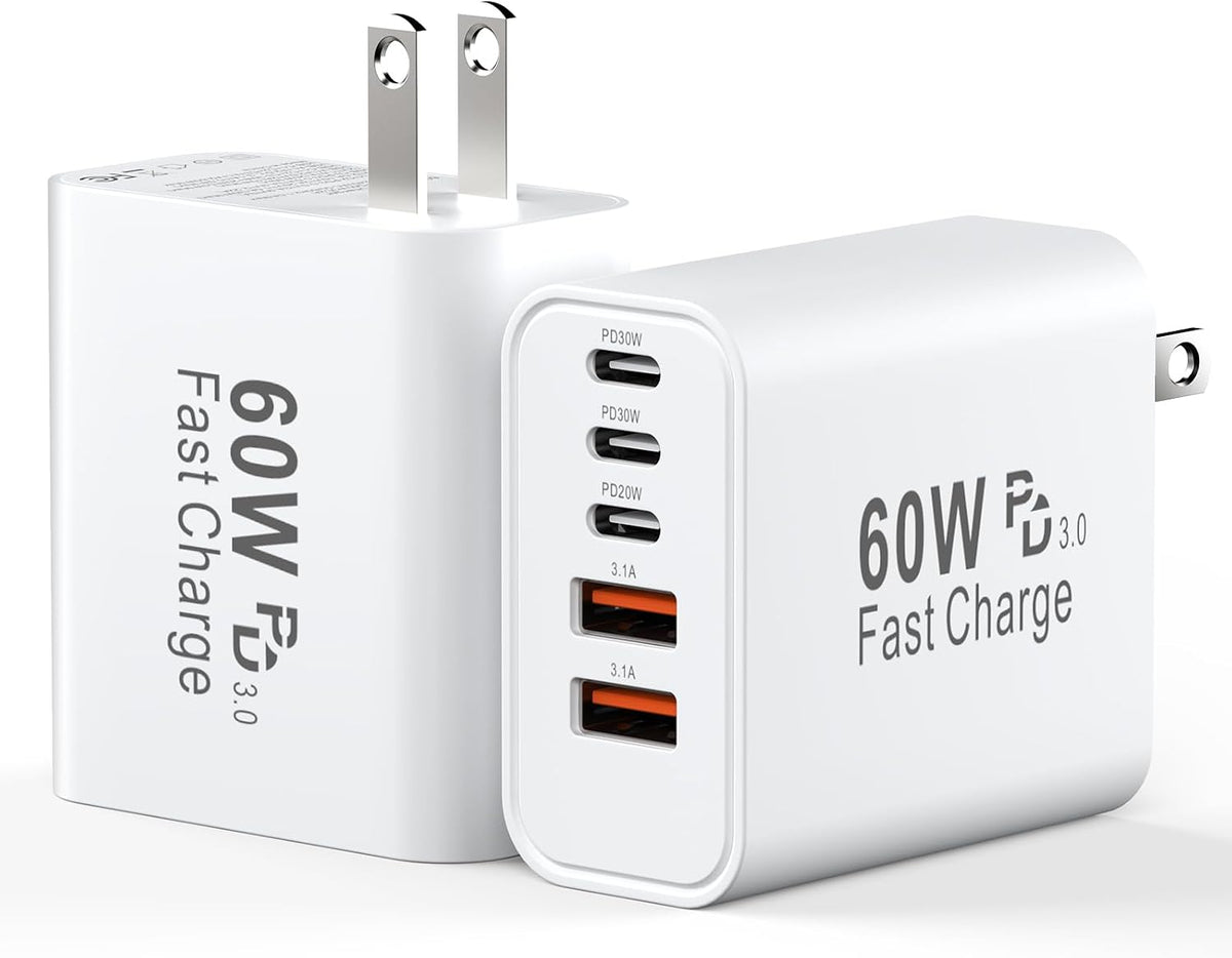 USB C Fast Charger Blocks, 60W iPhone USB Type C Wall Charging Power Blocks