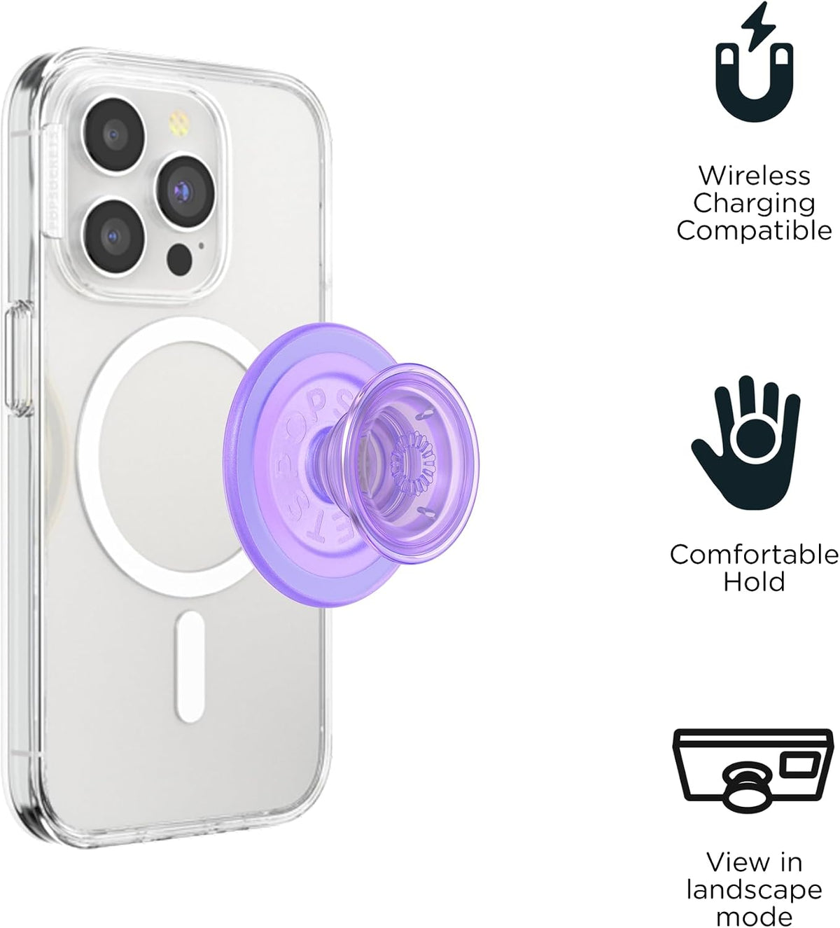 PopSockets Phone Grip for MagSafe, Magnetic Holder- Purple Fields
