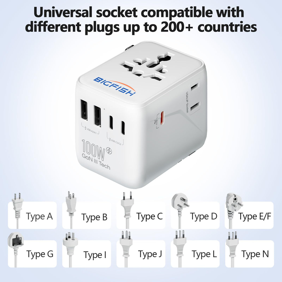 Bigfish Universal Travel Adapter, Travel Plug Adapter Worldwide
