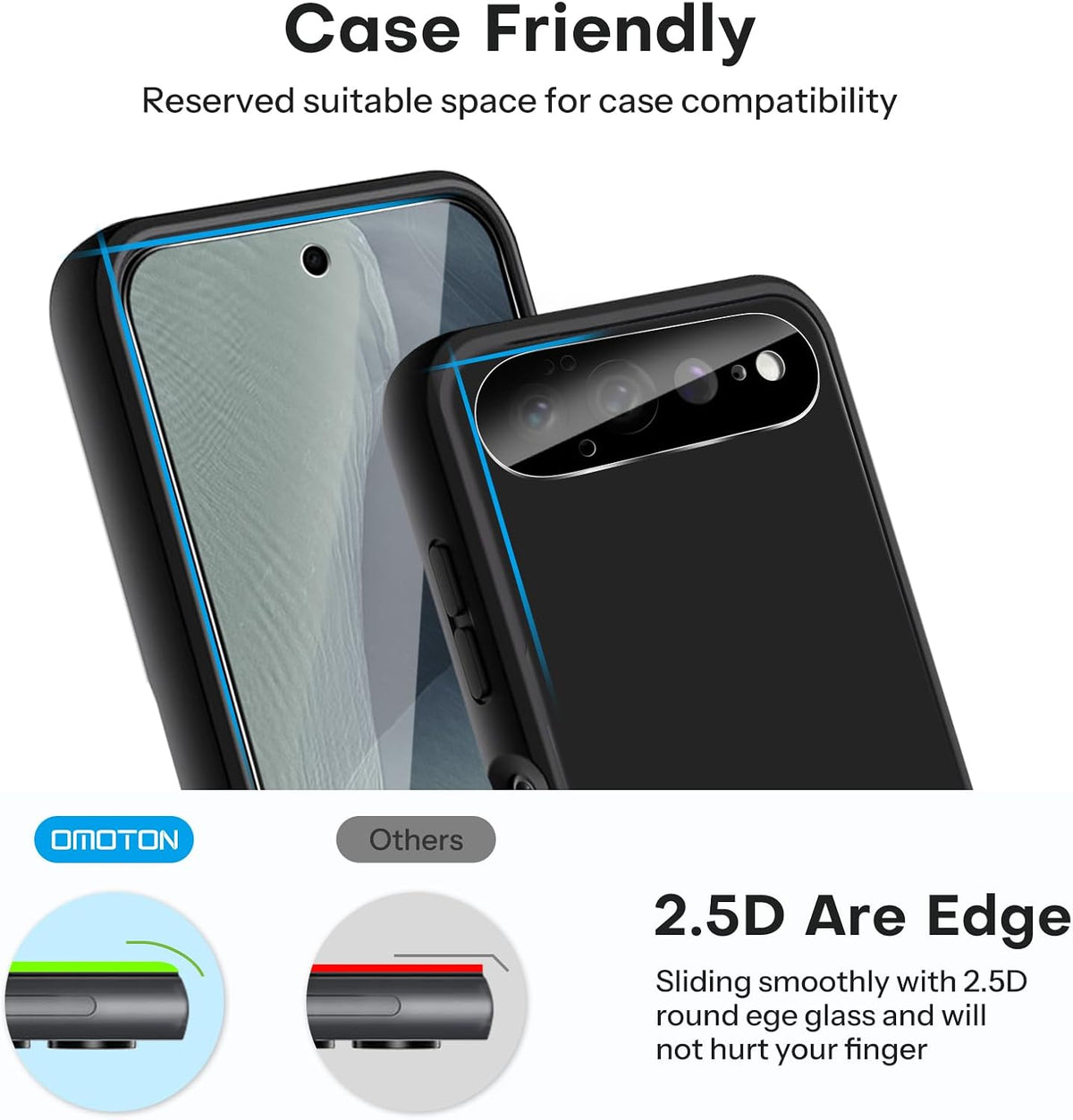 OMOTON 3+2 Pack for Google Pixel 11 Screen Protector 6.3-inch
