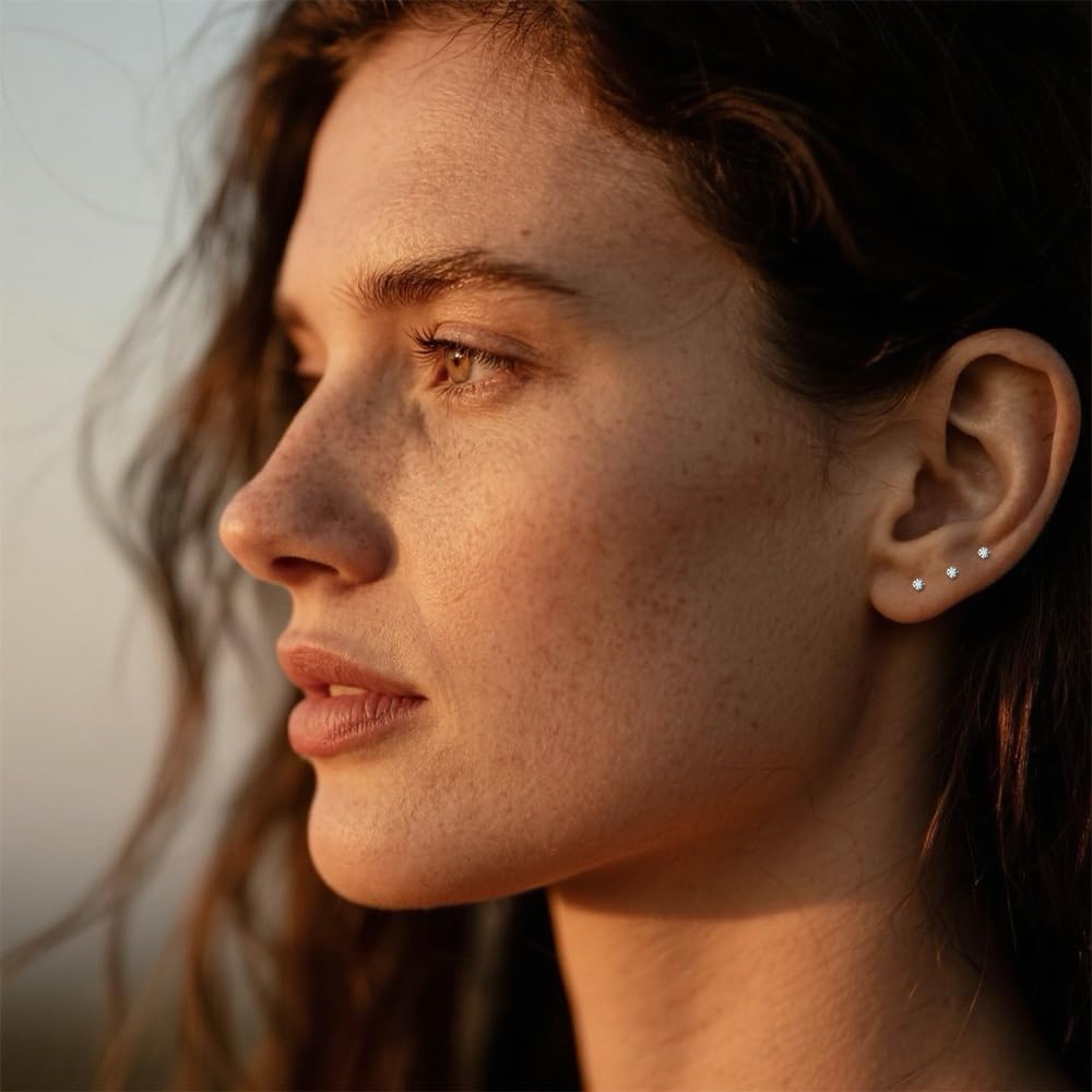 10 Pairs Small Stud Earrings for Women Hypoallergenic Multiple Piercings