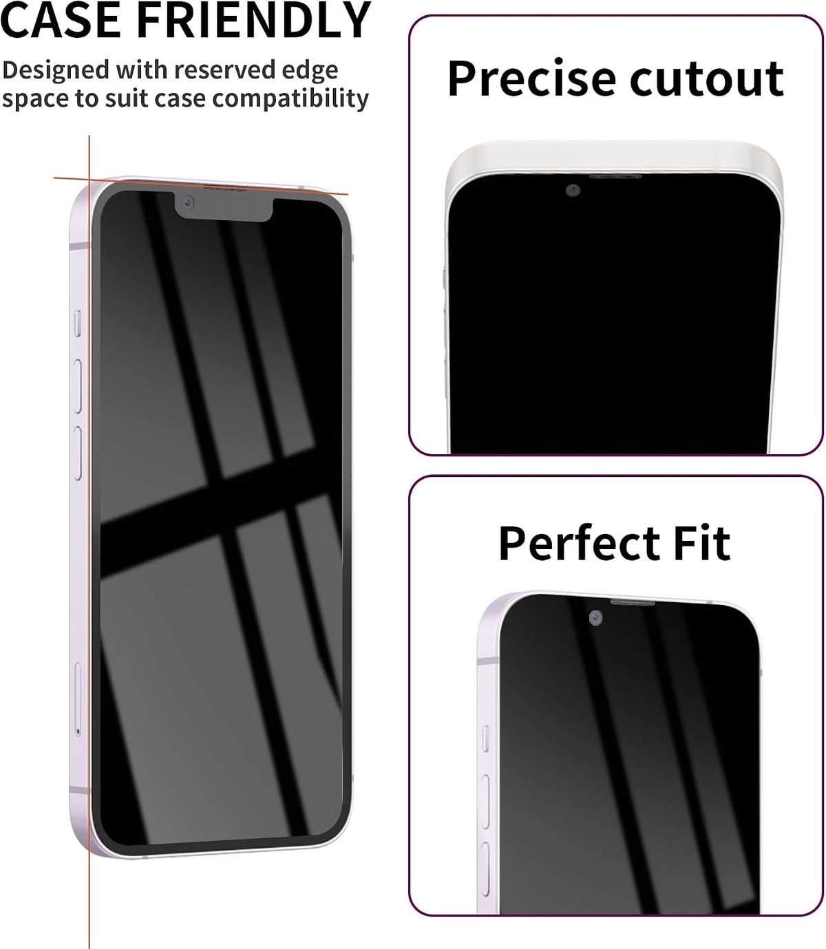 2 Pack Privacy Screen Protector for iPhone 13 Pro Max/14 Plus