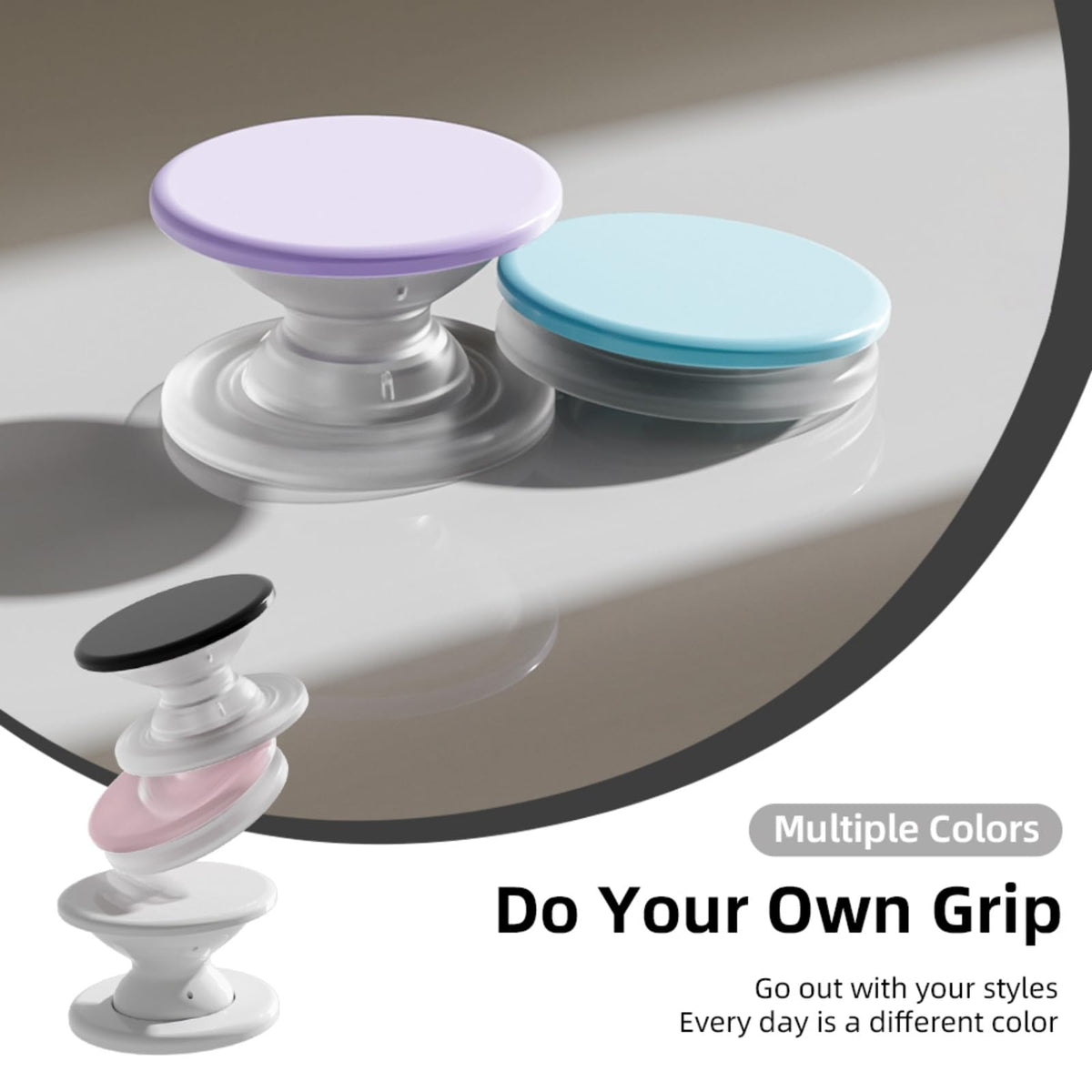 Grippopso Expandable Collapsible Mobile Phone Grip Stand Holder, Sky Blue
