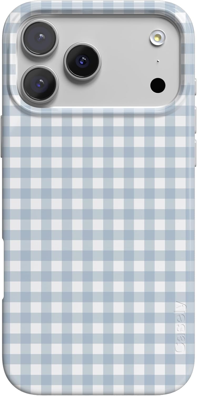 Casely iPhone 17 Case | Pastel Picnic | Blue Gingham | Compatible with MagSafe | Classic Ultra Thin Design