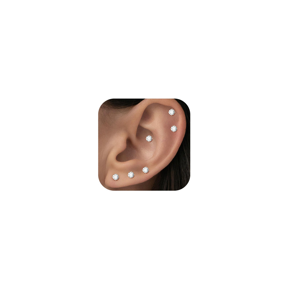 10 Pairs Small Stud Earrings for Women Hypoallergenic Multiple Piercings