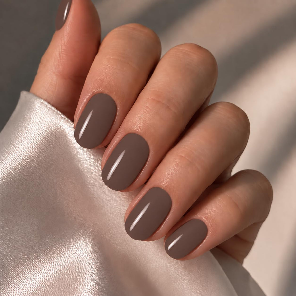 Modelones Black Press on Nails Short, Halloween Oval Fall Fake Nails