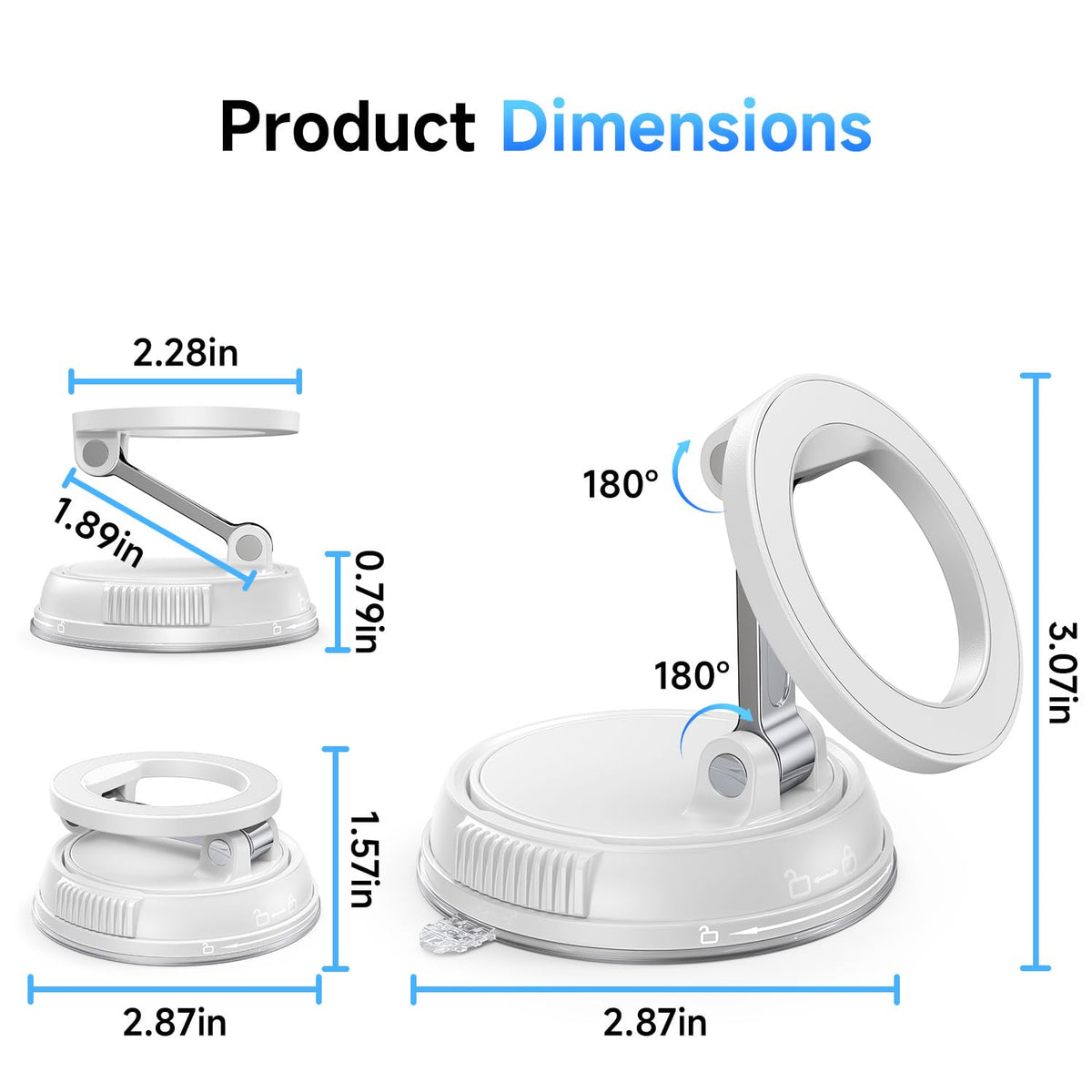 Compact Foldable Car Phone Holder for Magsafe [78+LBS Strongest Suction & 2400gf Strongest Magnetic] 360° Adjustable Car Phone Mount, Bedstand & Desk Mounts for iPhone 18-12 Pro Max (Carbon Fiber)