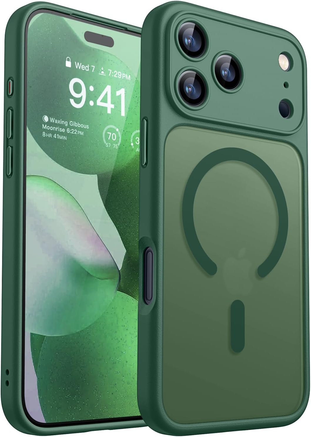 CANSHN Magnetic Shockproof for iPhone 16 Plus Case, Deep Green