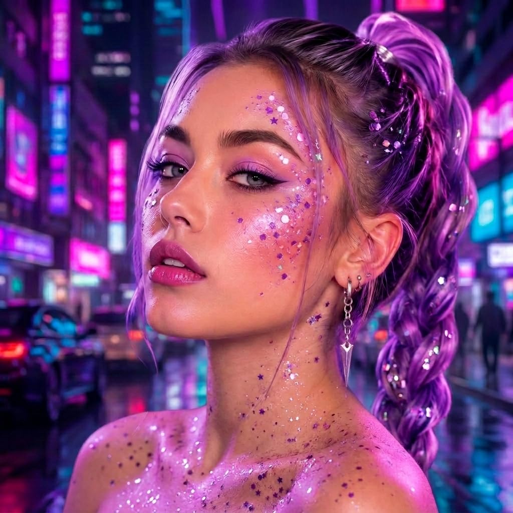 Mysense Red Face Hair Body Glitter Stick,Halloween Cosplay Sparkling Sequins Chunky Glitter Makeup,Festival Rave Concert Outfit Accessories for Women Girls Kids