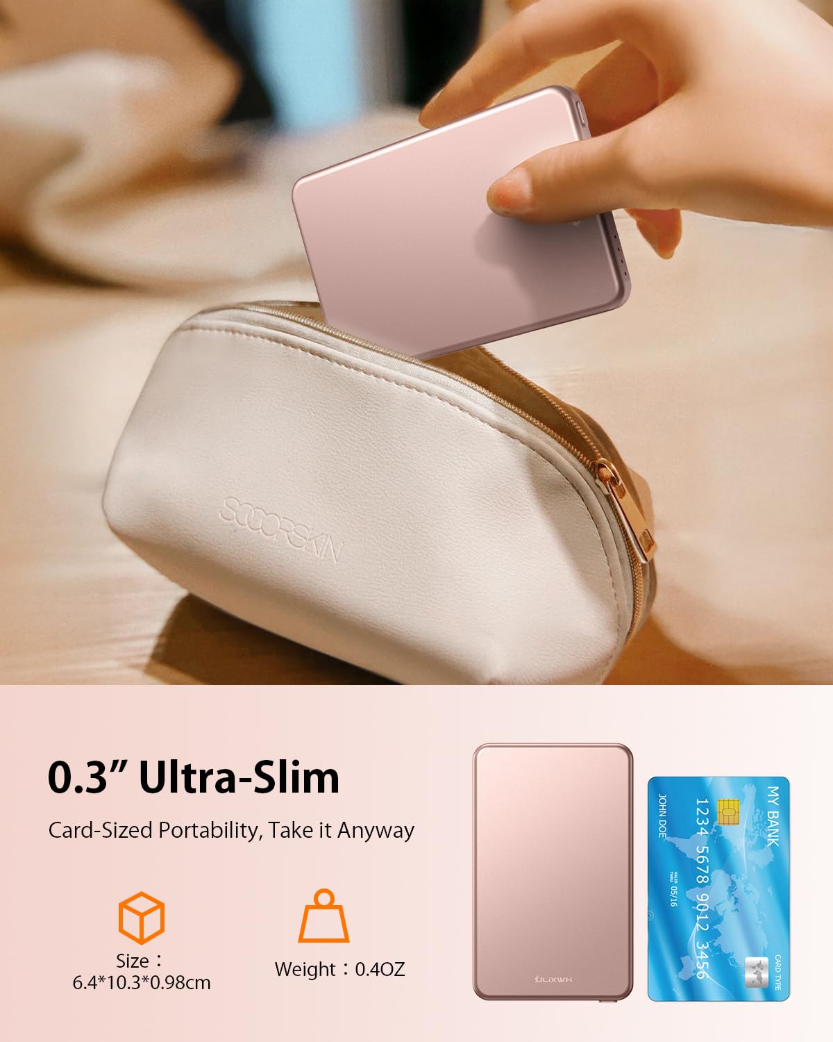 [0.3" Ultra Slim] [Alloy-Made] ULiXWH for Magsafe Portable Charger iPhone