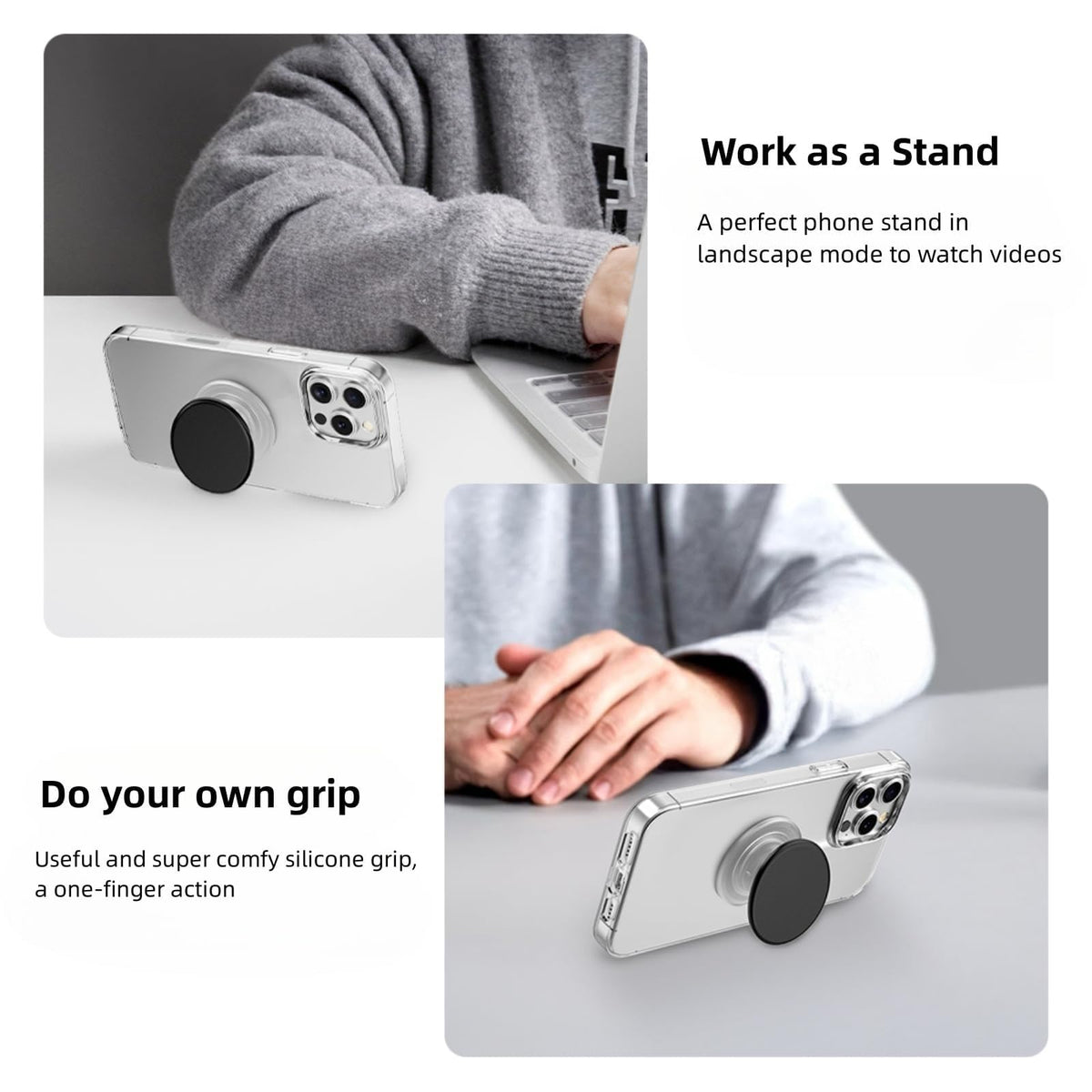 Grippopso Expandable Collapsible Mobile Phone Grip Stand Holder, Sky Blue
