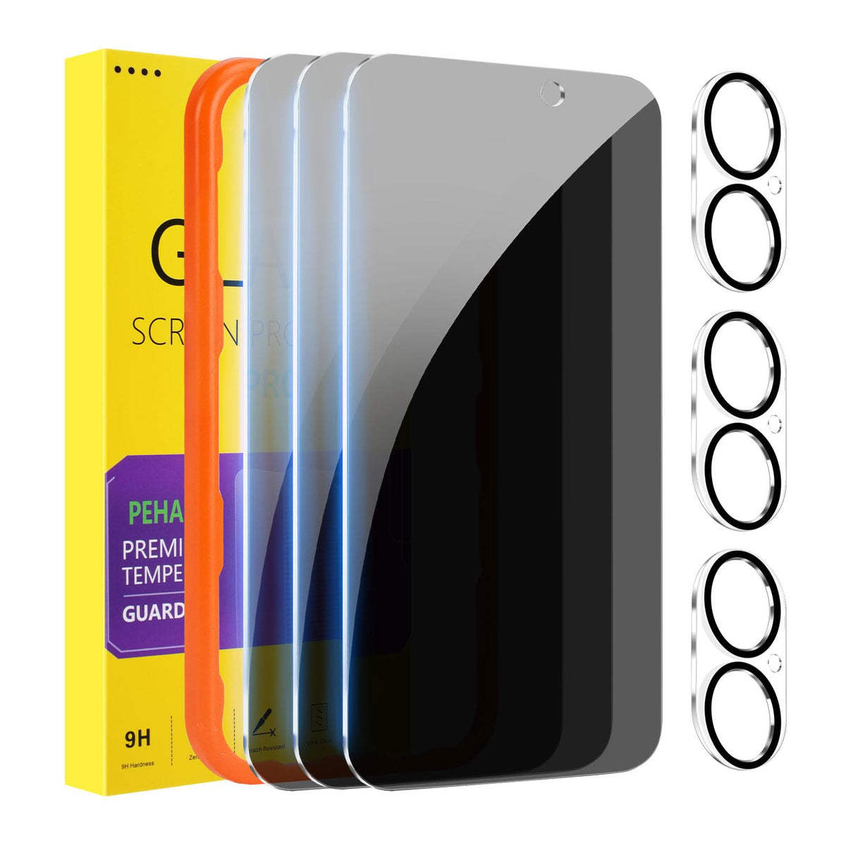 PEHAEL for iPhone 18 Pro Privacy Screen Protector+Camera Lens Protector