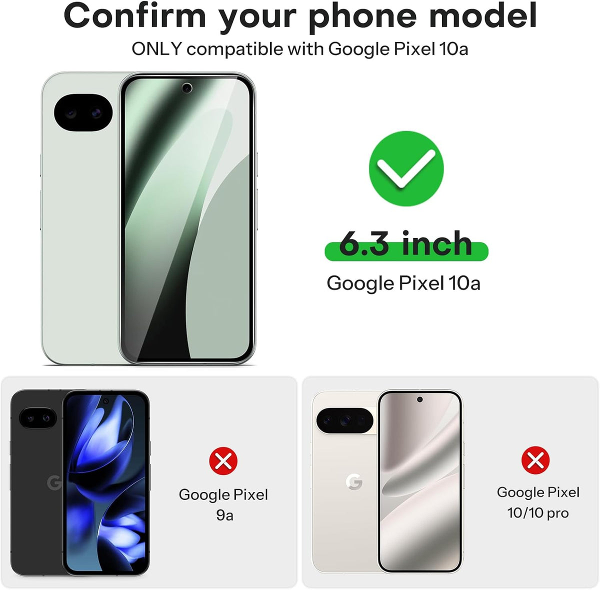 OMOTON 3+2 Pack for Google Pixel 11 Screen Protector 6.3-inch
