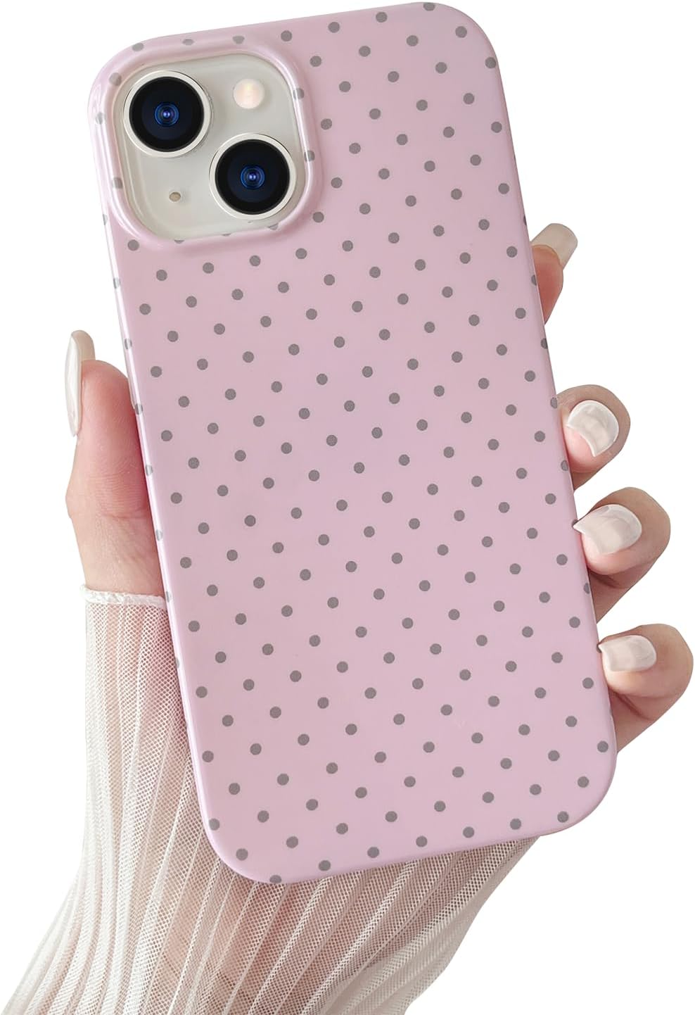 Yeddabox for iPhone 15 Case Cute Polka Dot Phone Case Soft TPU Slim Shockproof Phone Cover for Women Girls, Blue
