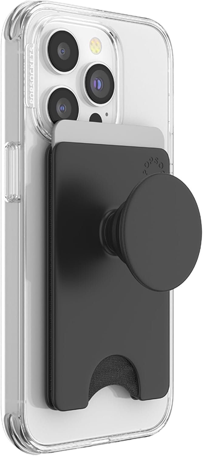 PopSockets Phone Wallet for MagSafe with Grip- Black