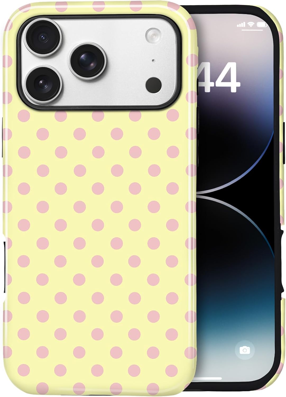 for iPhone 12/12 Pro Cute Polka Dot Phone Case, Yellow