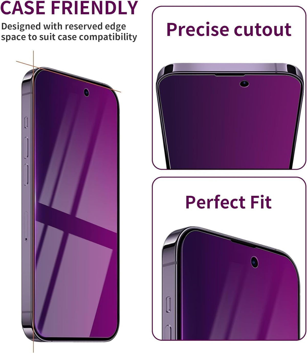 2 Pack Privacy Screen Protector for iPhone 13 Pro Max/14 Plus