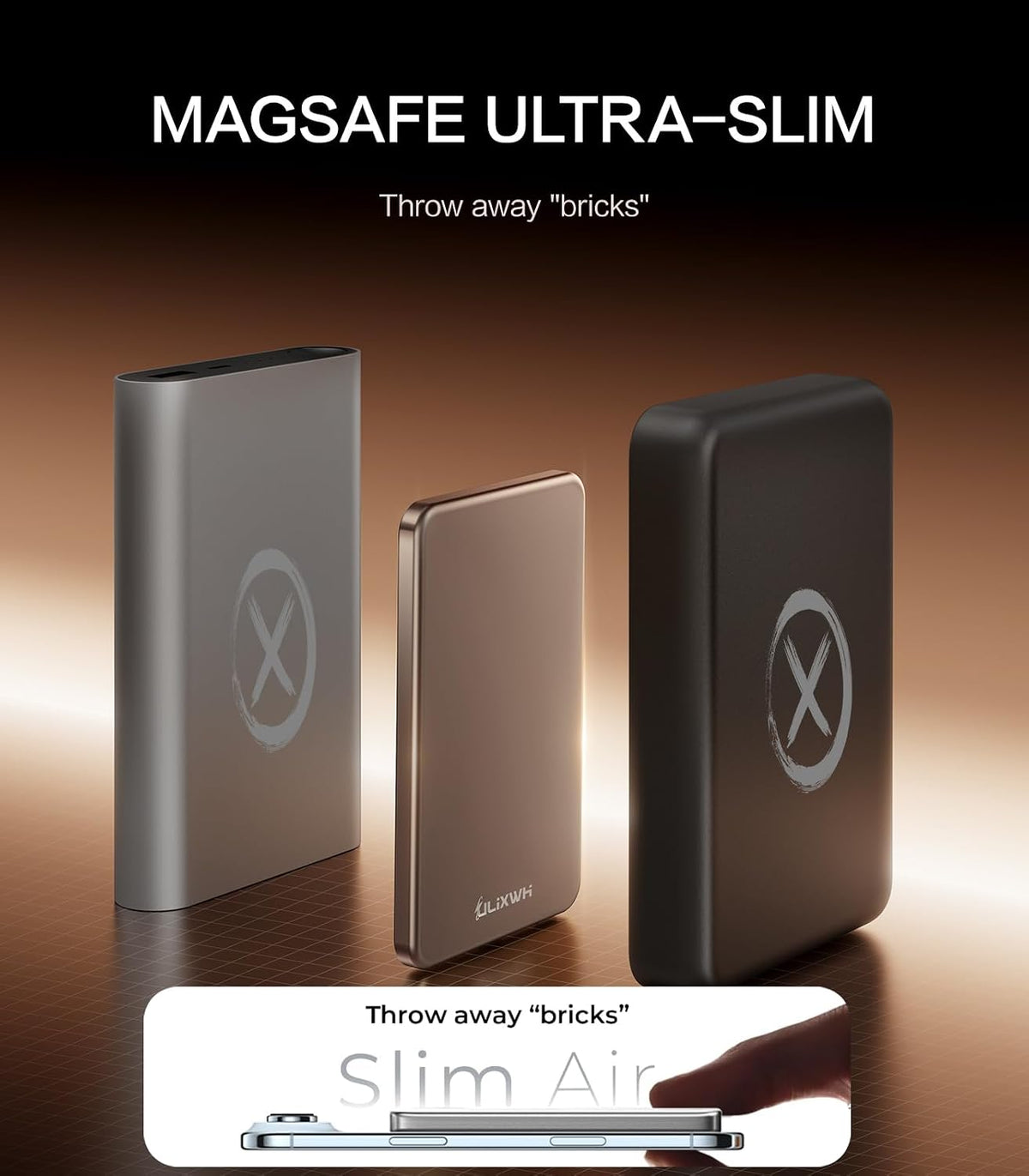 [0.3" Ultra Slim] [Alloy-Made] ULiXWH for Magsafe Portable Charger iPhone