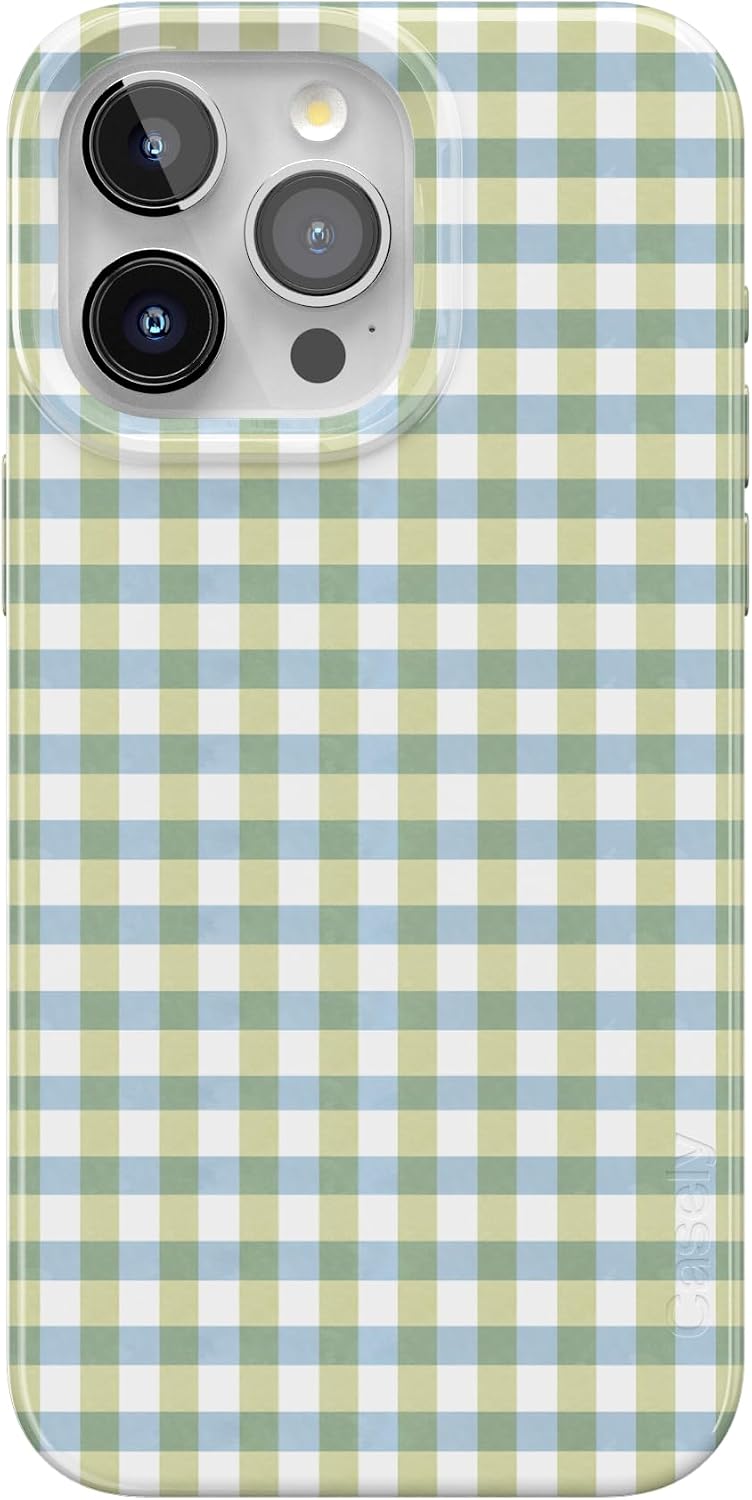 Casely iPhone 17 Case | Pastel Picnic | Blue Gingham | Compatible with MagSafe | Classic Ultra Thin Design
