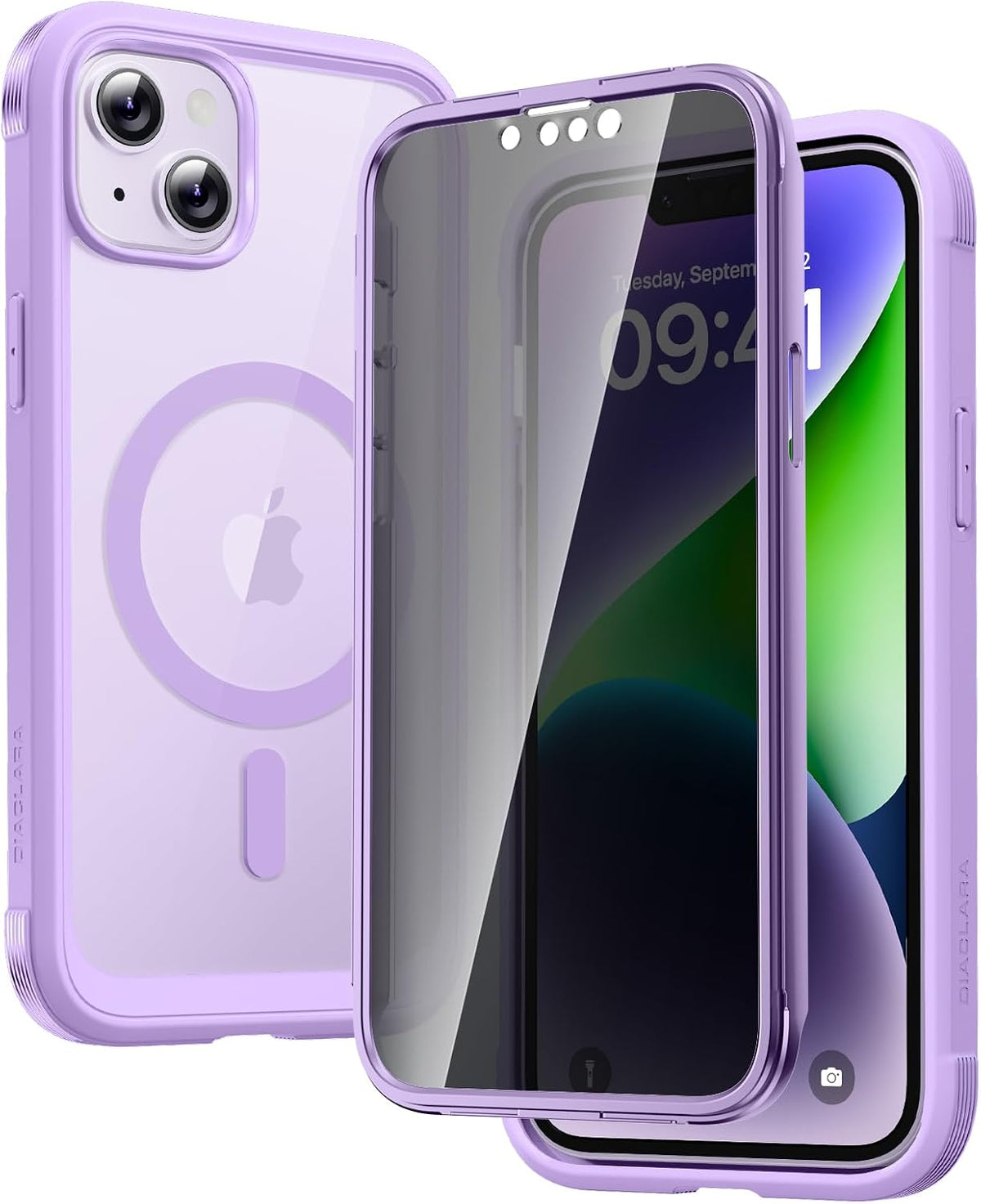 Diaclara Designed for iPhone 15 Plus Case 6.7 Inch, Full-Body Clear Bumper Cases w/Built-in Screen Protector, 360 Protective Rugged Case + Glass Camera Lens Protector,Mint Green