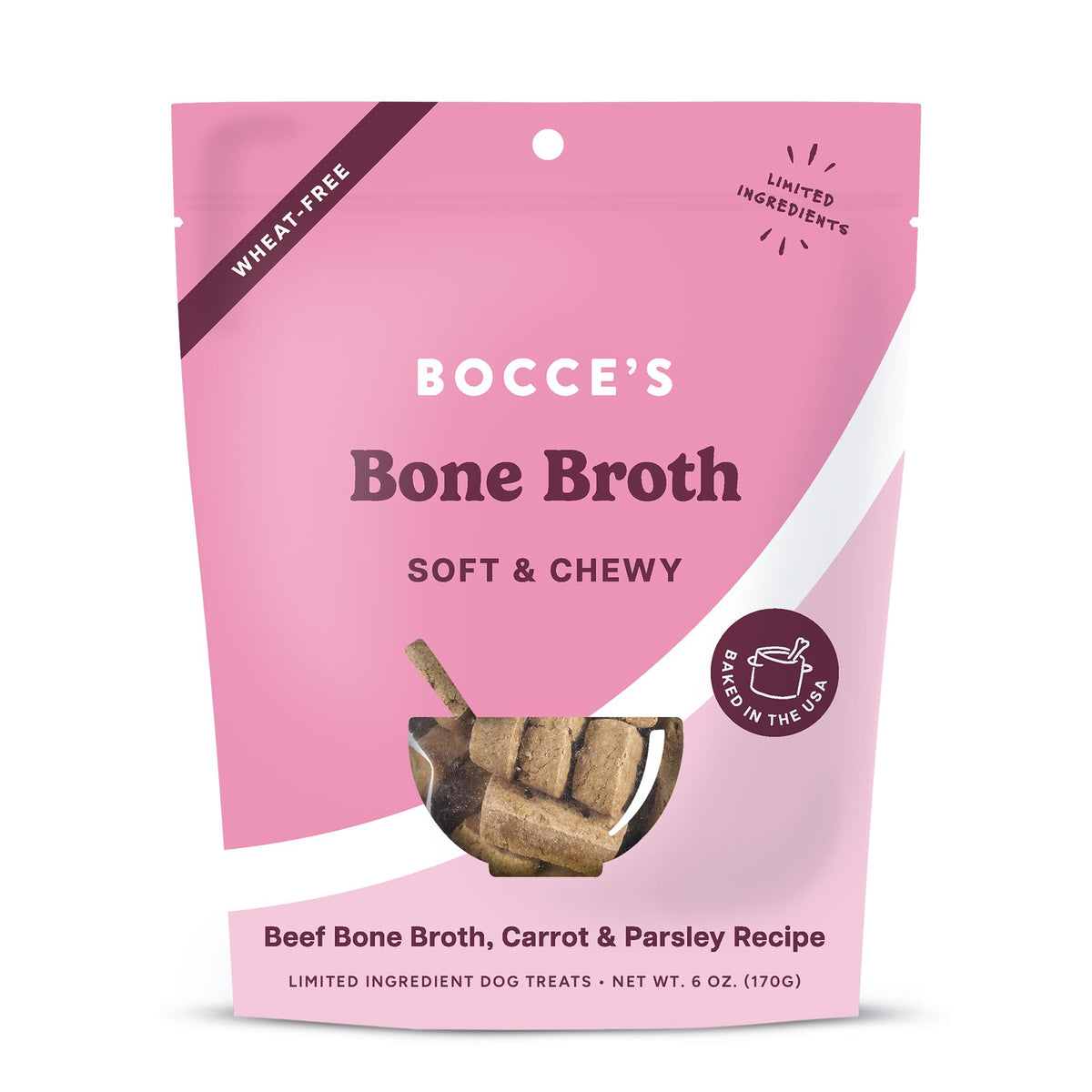 Bocce's Bakery Say Moo Soft & Chewy Dog Treats, Beef & Cheddar Flavor, 6 oz