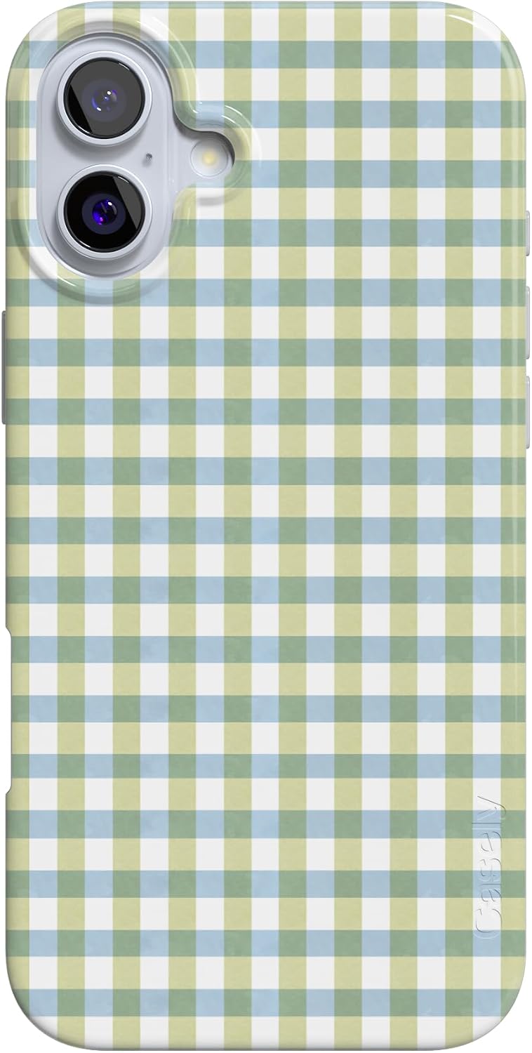 Casely iPhone 17 Case | Pastel Picnic | Blue Gingham | Compatible with MagSafe | Classic Ultra Thin Design