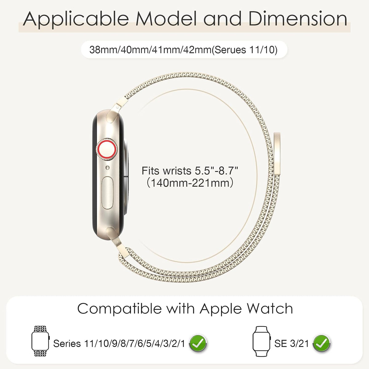 Original Milanese Loop Compatible with Apple Watch Bands for Women & Men