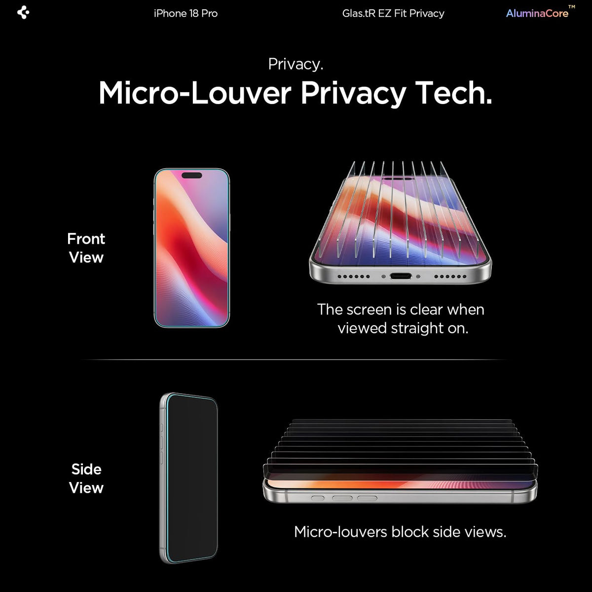 Spigen Privacy Filter Tempered Glass Screen Protector for iPhone 18 Pro Max