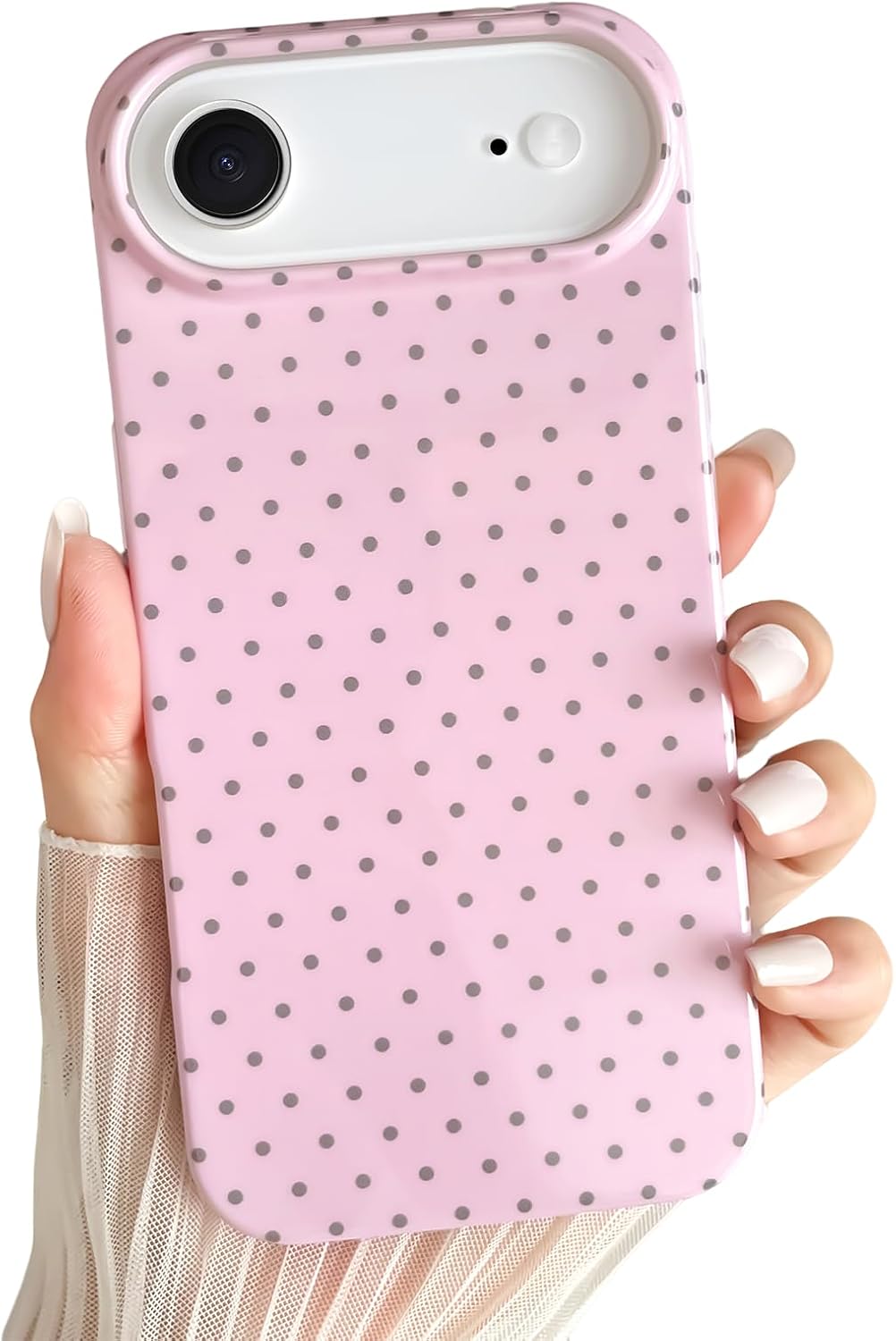 Yeddabox for iPhone 15 Case Cute Polka Dot Phone Case Soft TPU Slim Shockproof Phone Cover for Women Girls, Blue