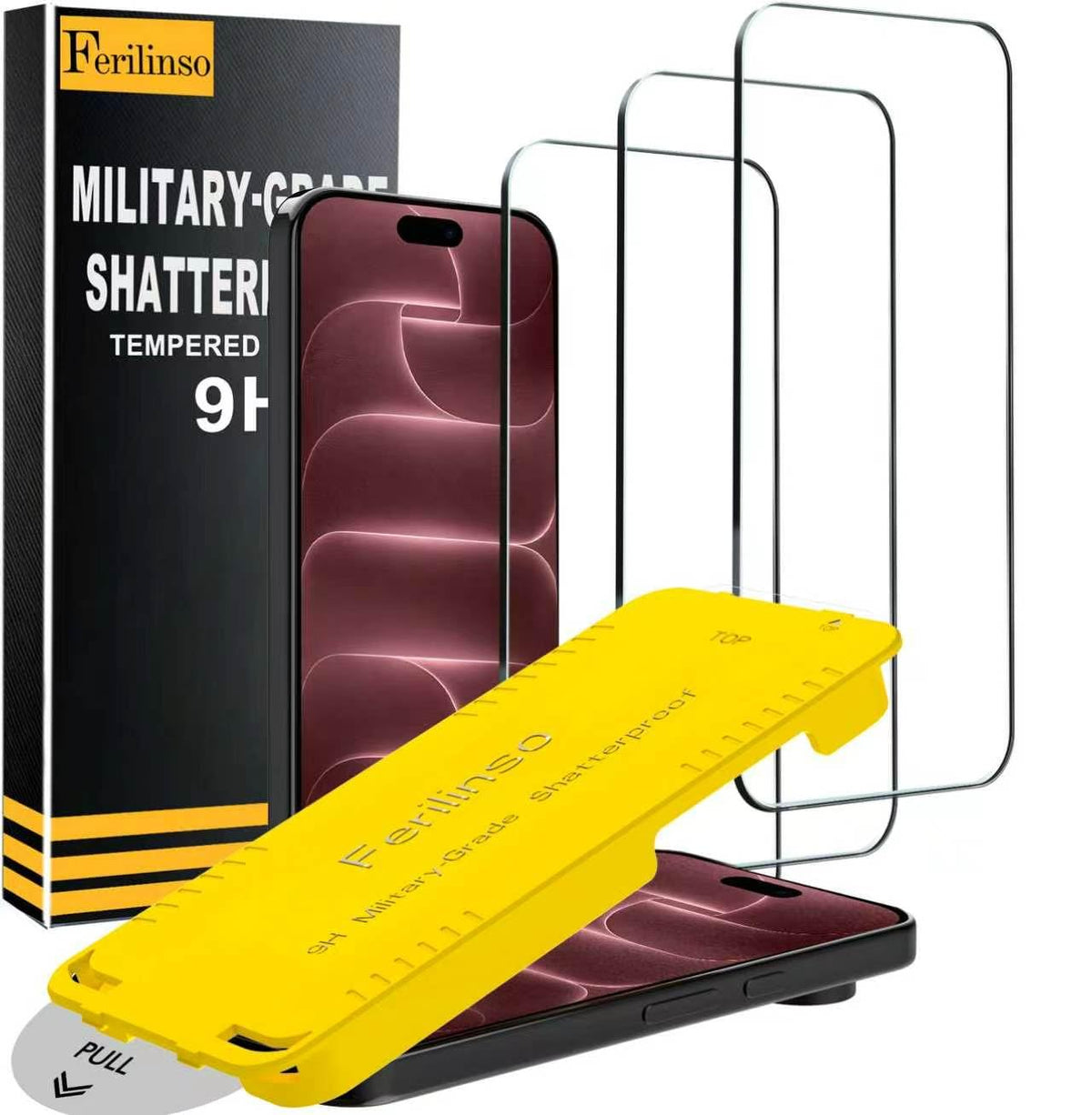 Ferilinso 3 Pack Privacy Screen Protector for iPhone Duo, Tempered Glass