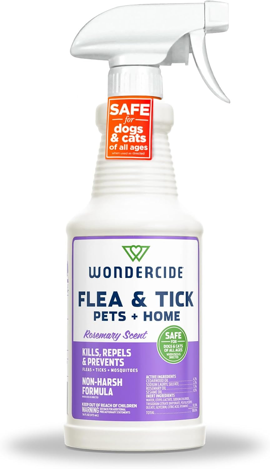 Wondercide Flea Tick & Mosquito Spray for Pets & Home - Rosemary 16 fl oz