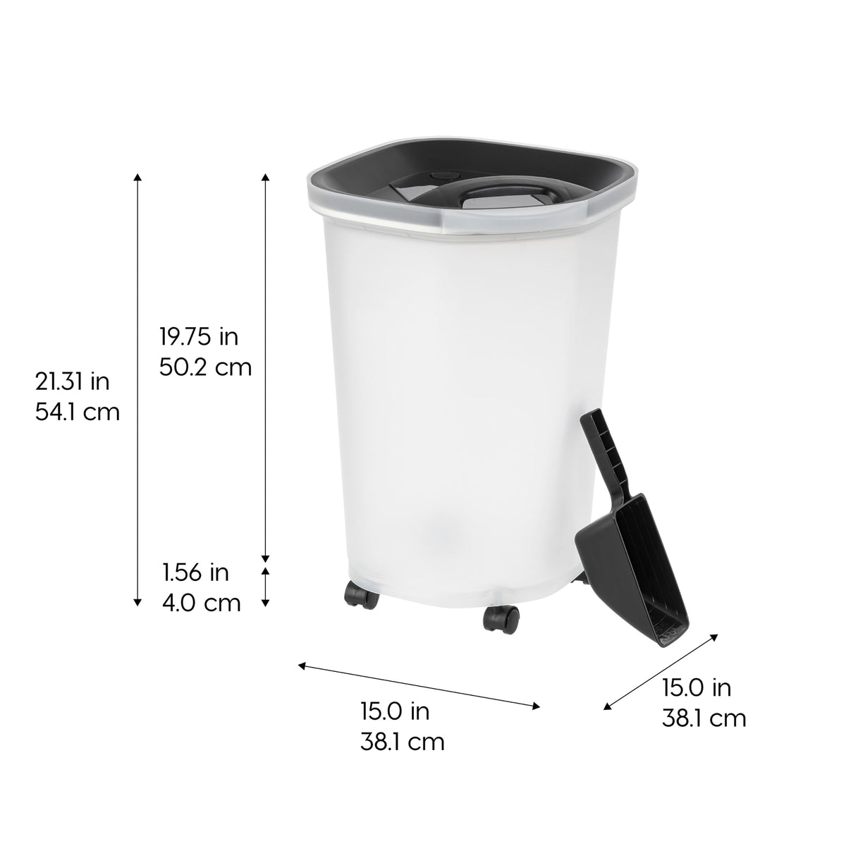 IRIS USA Dog Food Storage Container, Airtight, 30 lb Capacity, Wheels