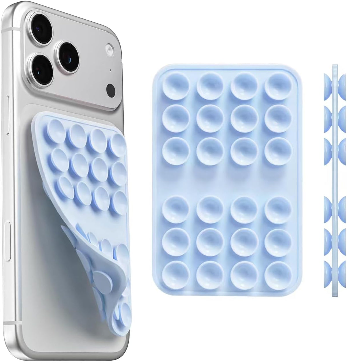 Upgraded Double Sided Silicone Suction Phone Case Detachable Mount, White