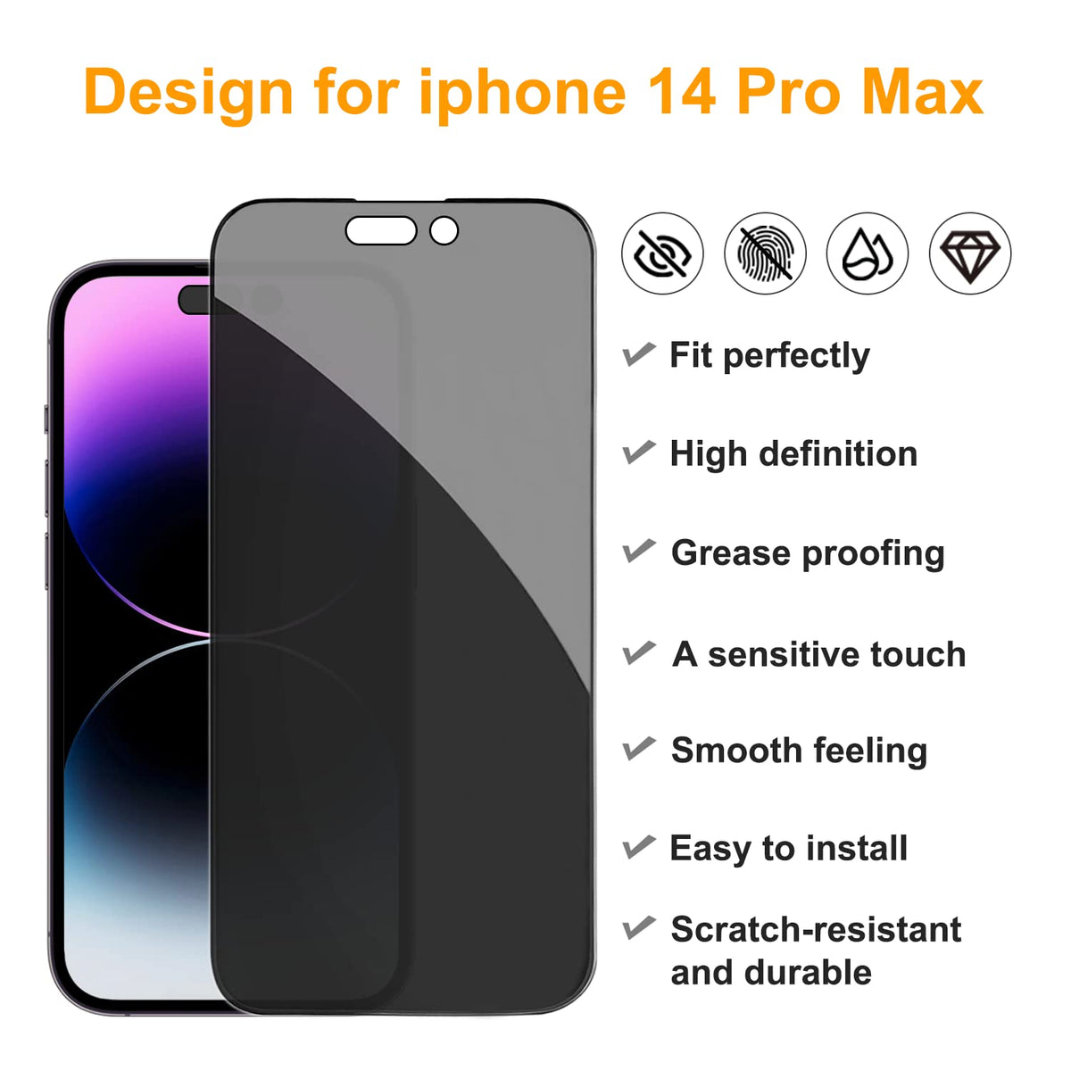 PEHAEL for iPhone 18 Pro Privacy Screen Protector+Camera Lens Protector